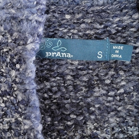 Prana | Chunky Nubby Knit Blue Open Front Cardigan Sweater Shawl Collar Small - Picture 4 of 5